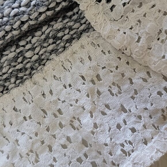 ABERCROMBIE KIDS Coquette Preppy Gray V-Neck Eyelet Ruffle Hem Knit Sweater - Picture 10 of 11